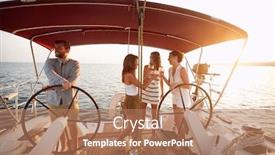  Presentation with yacht - Slide set having friends-drinking-wine background and a coral colored foreground