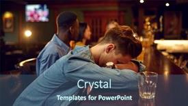  Presentation with beer - PPT theme featuring friends-drinks-beer-man-sleeps background and a ocean colored foreground