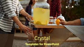  Presentation with beverage - Colorful slide deck enhanced with friends-drinks-lemon-beverage backdrop and a tawny brown colored foreground