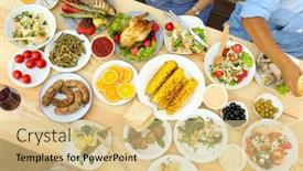  Presentation with picnic - PPT theme having friends-eating-on-picnic background and a yellow colored foreground