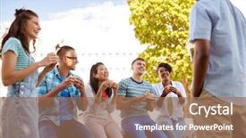  Presentation with burgers - Audience pleasing PPT theme consisting of friends eating sandwiches or burger backdrop and a  colored foreground