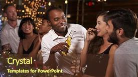  Presentation with black christmas party - Slides enhanced with friends enjoying a christmas party background and a tawny brown colored foreground