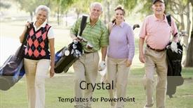  Presentation with game theory - Beautiful PPT theme featuring friends enjoying a game golf backdrop and a mint green colored foreground