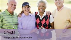  Presentation with game - Amazing theme having friends enjoying a game golf backdrop and a light blue colored foreground