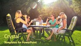  Presentation with garden - PPT layouts enhanced with friends enjoying a garden party background and a tawny brown colored foreground