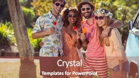  Presentation with lolly - Slides having friends enjoying and eating ice background and a red colored foreground