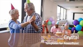  Presentation with birthday party - Theme featuring friends enjoying at birthday background and a coral colored foreground