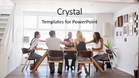  Presentation with dinner party - Presentation theme featuring friends enjoying dinner party background and a light gray colored foreground