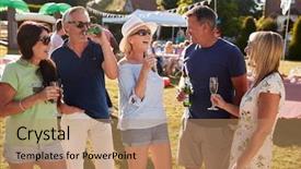  Presentation with summer - PPT layouts with drinks at summer garden fete background and a coral colored foreground