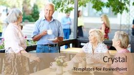  Presentation with friends - Beautiful slide set featuring friends enjoying each others company backdrop and a coral colored foreground