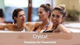  Presentation with friends - Beautiful presentation theme featuring friends enjoying jacuzzi in hot backdrop and a coral colored foreground