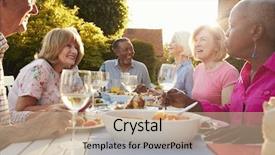  Presentation with outdoor party - PPT layouts consisting of friends enjoying outdoor dinner party background and a  colored foreground