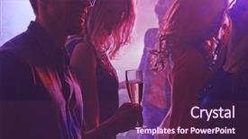  Presentation with friends - Slide set enhanced with friends enjoying party in nightclub background and a violet colored foreground