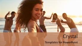  Presentation with vacation - Audience pleasing theme consisting of friends enjoying summer beach backdrop and a coral colored foreground