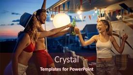  Presentation with travel friends - Slide set enhanced with friends-enjoying-summer-evening background and a tawny brown colored foreground