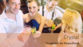  Presentation with alcoholic beverages - Presentation design with friends-enjoying-the-bar background and a coral colored foreground