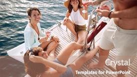  Presentation with yacht - Presentation theme enhanced with friends-enjoying-the-wine background and a coral colored foreground