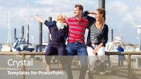  Presentation with ship - Amazing theme having friends enjoying vacation at german north sea ship pier backdrop and a gray colored foreground