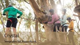  Presentation with adventure - PPT theme featuring friends enjoying zip line adventure background and a coral colored foreground