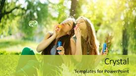  Presentation with teen girls - Colorful PPT layouts enhanced with friends freedom - beauty teen girls having fun backdrop and a yellow colored foreground