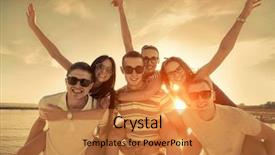  Presentation with sunset at venice beach palm - Slide set consisting of friends fun on the beach background and a gold colored foreground