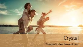  Presentation with sunset at venice beach palm - Beautiful presentation theme featuring friends fun on the beach backdrop and a yellow colored foreground