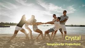  Presentation with sunset beach - Amazing presentation theme having friends funny tug of war backdrop and a coral colored foreground