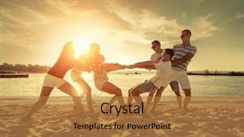  Presentation with sunset beach - Audience pleasing PPT layouts consisting of friends funny tug of war backdrop and a coral colored foreground