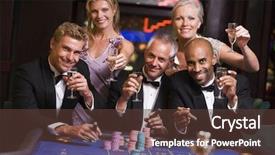  Presentation with roulette wheel - Presentation having friends gambling at roulette background and a tawny brown colored foreground