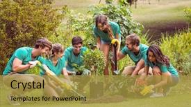  Presentation with community day - Audience pleasing presentation consisting of tree communties - happy friends gardening backdrop and a gold colored foreground