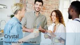  Presentation with friday - Presentation theme with friends gathered on friday night background and a light blue colored foreground