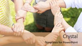  Presentation with fun - Theme enhanced with friends group having fun together background and a coral colored foreground