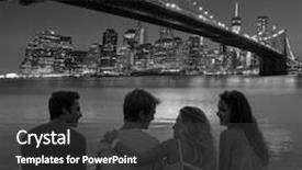  Presentation with manhattan - Slide deck consisting of friends group rear view at sunset happy fun in new york manhattan photo mount background and a dark gray colored foreground