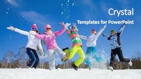  Presentation with good - Beautiful presentation theme featuring friends have a good time backdrop and a teal colored foreground