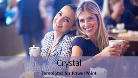  Presentation with cup coffee - PPT theme enhanced with friends have cup of coffee background and a coral colored foreground