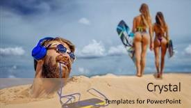  Presentation with beach wedding heart on sand - Presentation with friends have fun on sandy background and a coral colored foreground