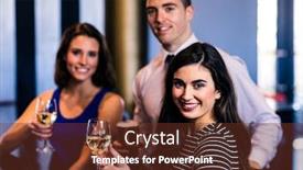  Presentation with bar - Beautiful PPT layouts featuring friends-having-a-drink backdrop and a tawny brown colored foreground