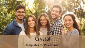  Presentation with friends - Slide deck with friends having a great day background and a coral colored foreground