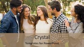  Presentation with friends - Audience pleasing slides consisting of friends having a great day backdrop and a coral colored foreground