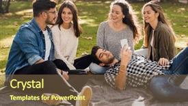  Presentation with friends - Slide deck with friends having a great day background and a violet colored foreground