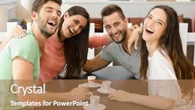  Presentation with coffee shop - Amazing slide set having friends having a great day backdrop and a coral colored foreground