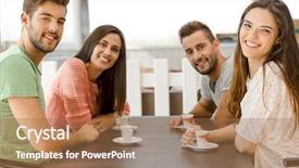  Presentation with coffee shop - Colorful theme enhanced with friends having a great day backdrop and a  colored foreground