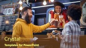  Presentation with fast food - Slide set featuring friends-having-a-toast background and a tawny brown colored foreground