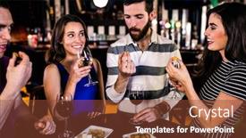 Presentation with bar - PPT theme enhanced with friends-having-an-aperitif background and a tawny brown colored foreground