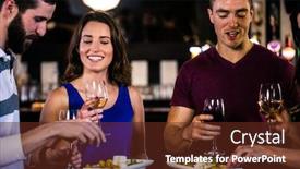  Presentation with bar - Presentation design consisting of friends-having-an-aperitif background and a tawny brown colored foreground