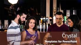  Presentation with bar - PPT layouts enhanced with friends-having-an-aperitif background and a tawny brown colored foreground