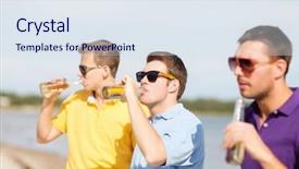  Presentation with beach party - Presentation consisting of friends having fun and drinking background and a  colored foreground