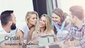  Presentation with birthday party - Theme having friends having fun at birthday background and a  colored foreground