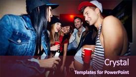  Presentation with youth - Beautiful PPT layouts featuring youth club - friends having fun at party backdrop and a tawny brown colored foreground