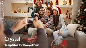 Presentation with fun - PPT theme enhanced with friends having fun for christmas background and a tawny brown colored foreground